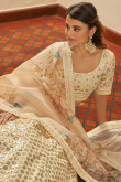 Sequins Work Embroidered Art Silk Beige Lehenga