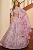 Sequins Work Embroidered Art Silk Dusty Pink Lehenga