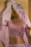 Sequins Work Embroidered Art Silk Dusty Pink Lehenga