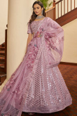 Sequins Work Embroidered Art Silk Dusty Pink Lehenga