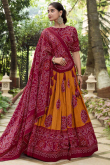 Silk Bandhej Print Mustard Yellow Flared Style Lehenga 
