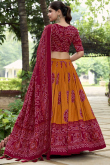 Silk Bandhej Print Mustard Yellow Flared Style Lehenga 