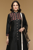 Silk Black Anarkali Suit With Stone Work
