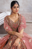 Silk Blend Dori Embroidered Brick Red Flared Style Lehenga