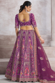 Silk Blend Dori Embroidered Purple Flared Style Lehenga