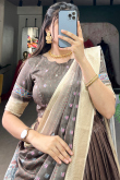 Silk Blend Grey Lehenga with Zari Work for Diwali