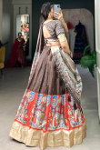 Silk Blend Grey Lehenga with Zari Work for Diwali