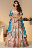 Silk Blend Light Pink Embroidered Flared Style Lehenga