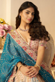 Silk Blend Light Pink Embroidered Flared Style Lehenga