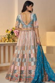 Silk Blend Light Pink Embroidered Flared Style Lehenga