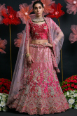 Silk Blend Light Pink Lehenga with Zari Work for Wedding 