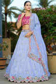 Silk Blend Light Purple Lehenga with Dori Work for Wedding