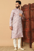 Silk Blend Mauve Kurta Churidar With Weaved Sequin Work For Diwali