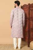Silk Blend Mauve Kurta Churidar With Weaved Sequin Work For Diwali