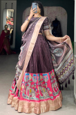 Silk Blend Mauve Taupe Lehenga with Zari Work for Diwali