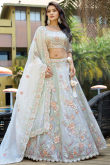 Silk Blend Mint Blue Lehenga with Sequins Work for Wedding 