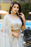 Silk Blend Mint Blue Lehenga with Sequins Work for Wedding 