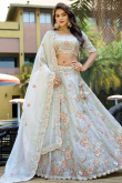 Silk Blend Mint Blue Lehenga with Sequins Work for Wedding 