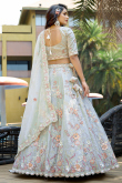 Silk Blend Mint Blue Lehenga with Sequins Work for Wedding 