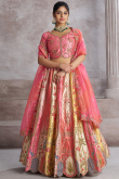 Silk Blend Multi Color Embroidered Panelled Style Lehenga