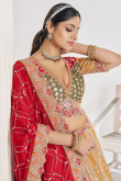 Silk Blend Mustard Yellow Embroidered Flared Lehenga