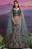 Silk Blend Teal Green Lehenga with Dori Work for Mehndi