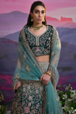 Silk Blend Teal Green Lehenga with Dori Work for Mehndi