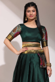 Silk Bottle Green A Line Weaved Lehenga 