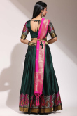 Silk Bottle Green A Line Weaved Lehenga 