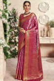 Silk Broad Border Dark Pink Weaved Zari Saree 