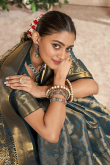 Silk Broad Border Dusty Blue Weaved Zari Saree 