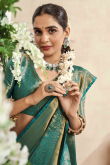 Silk Broad Border Persian Green Weaved Zari Saree 