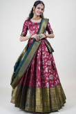 Silk Burgundy Maroon Woven Zari Flared Lehenga