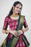 Silk Burgundy Maroon Woven Zari Flared Lehenga