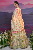 Silk Blend Cream Beige Flared Style Lehenga With Printed Work