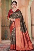 Silk Dark Green Weaved Handloom Saree