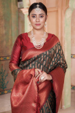 Silk Dark Green Weaved Handloom Saree