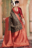 Silk Dark Green Weaved Handloom Saree