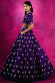 Silk Dark Purple Embroidered Panelled Style Lehenga 