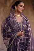 Silk Dark Purple Sequins Embroidered A-Line Sytle Lehenga 