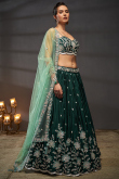 Silk Dori Embroidered Dark Green Flared Style Lehenga