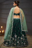Silk Dori Embroidered Dark Green Flared Style Lehenga