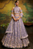 Silk Dori Embroidered Light Purple Panelled Style Lehenga