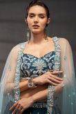 Silk Dori Embroidered Peacock Blue Flared Style Lehenga