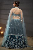 Silk Dori Embroidered Peacock Blue Flared Style Lehenga