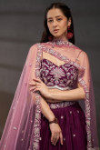 Silk Dori Embroidered Wine Maroon Flared Style Lehenga