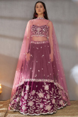 Silk Dori Embroidered Wine Maroon Flared Style Lehenga