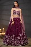 Silk Dori Embroidered Wine Maroon Flared Style Lehenga