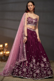 Silk Dori Embroidered Wine Maroon Flared Style Lehenga