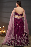 Silk Dori Embroidered Wine Maroon Flared Style Lehenga